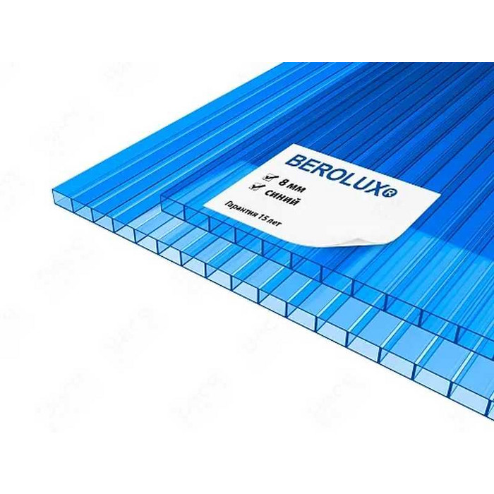 Сотовый поликарбонат 8 мм BEROLUX синий 2100х6000 мм